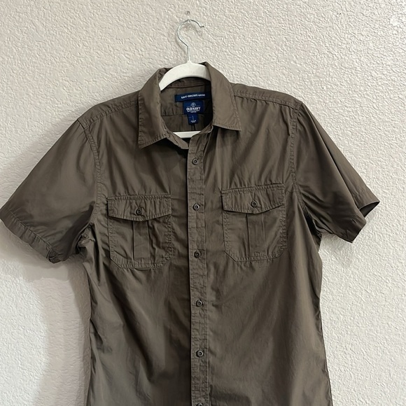 Old Navy Adult Man Size Small Brown Button Up Casual Short Sleeve Shirt Slim Fit - Picture 5 of 7